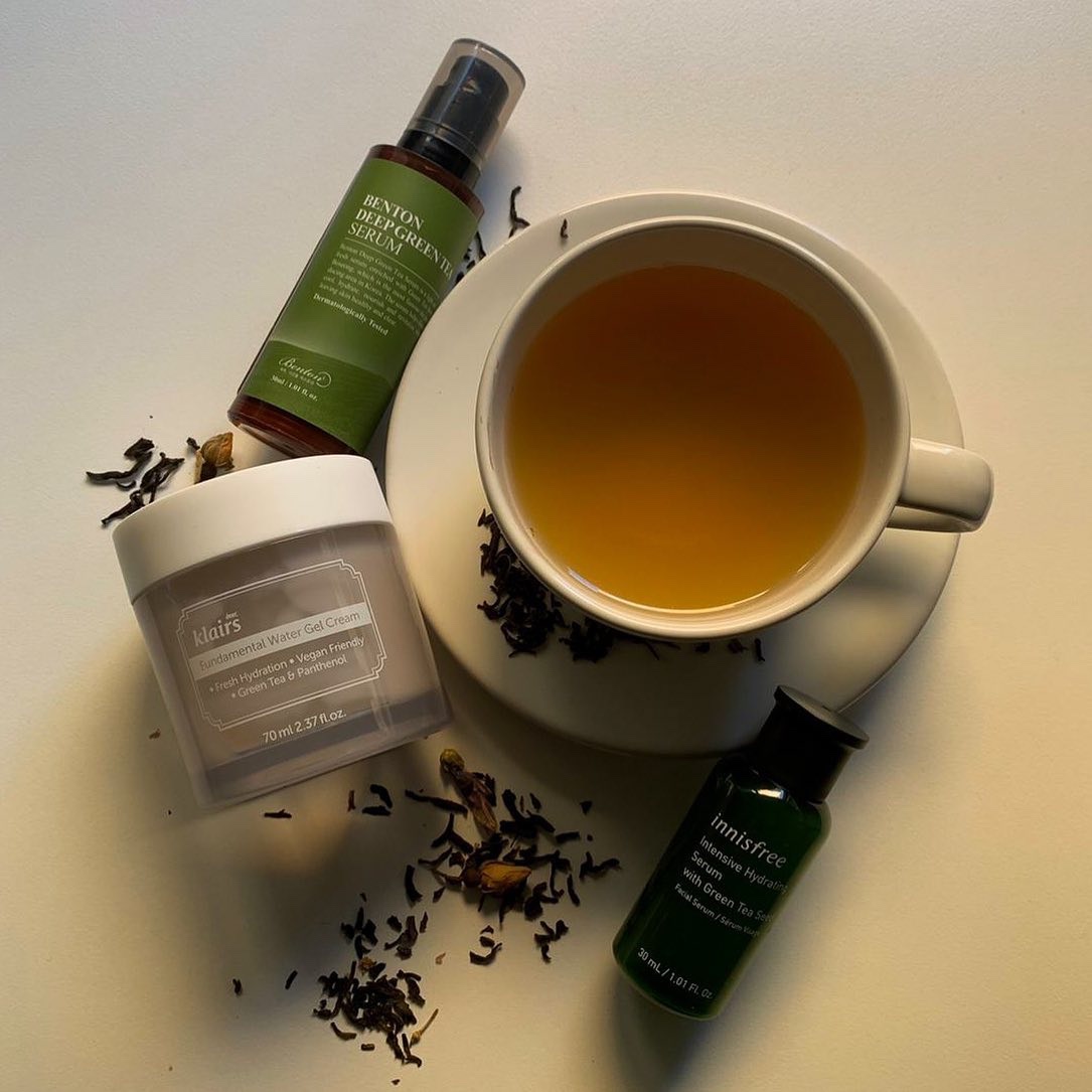 prodotti di skincare coreana a base di tè verde