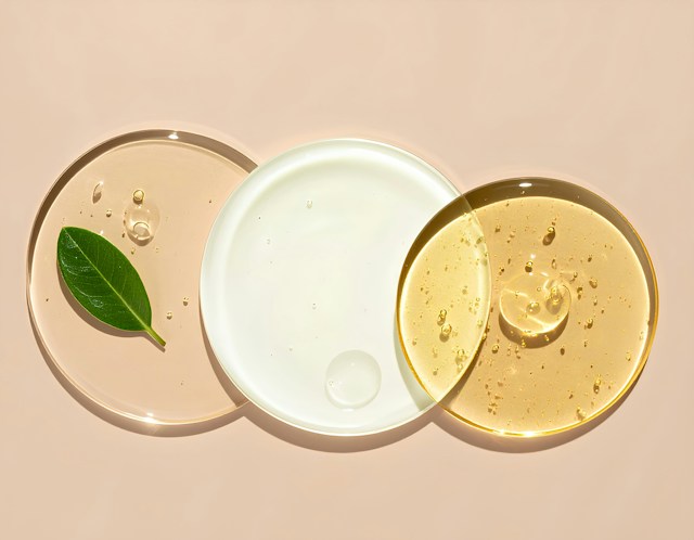 esempi di texture di cosmetici fermentati con tè e ginseng fermentati
